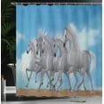 thumbnail image 4 of Ambesonne Horse Shower Curtain, Digital Animal Herd Running, 69"Wx75"L, Sky Blue Grey, 4 of 5
