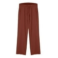 thumbnail image 5 of Outfmvch Petite Linen Pants for Women Elastic Waist Palazzo Pants Flowy Linen Beach Wear Linen Pants Linen Trousers Wide Leg Resort Wear for Women Loose Pants Khakis Pants for Women Red 1 L, 5 of 8