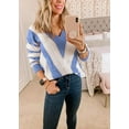 thumbnail image 5 of PRETTYGARDEN Women's Fashion Long Sleeve Striped Color Block Knitted Sweater Crew Neck Loose Pullover Jumper Tops, 5 of 6