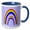 Blue/White, variant on 3drose, Retro Double Rainbow Seventies Style Seven Colors, 11oz Mug