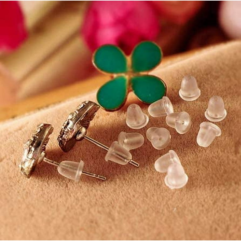 Earring Backings, 100PCS Silicone Earring Backs with Pad, Rubber Earring