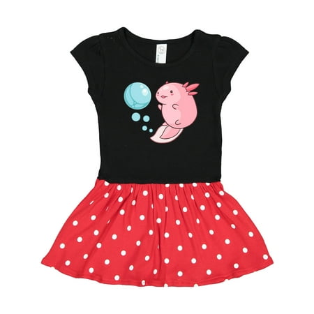 

Inktastic Cute Axolotl and Bubbles in Heart Shape Gift Toddler Girl Dress