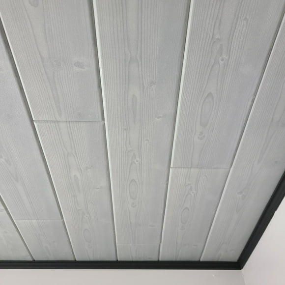 Grey Styrofoam Glue Up Ceiling Planks to Cover Popcorn Ceiling, Pack of 48 (covers 86 sq.ft)