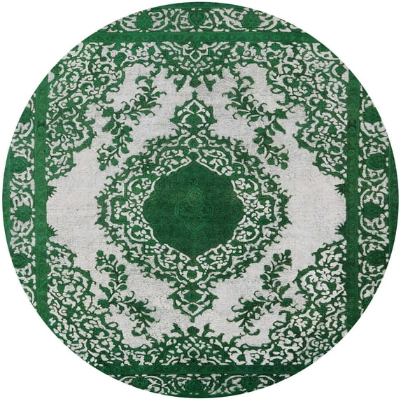 Ahgly Company Machine Washable Indoor Round Industrial Modern Dark Goldray Area Rugs, 4' Round
