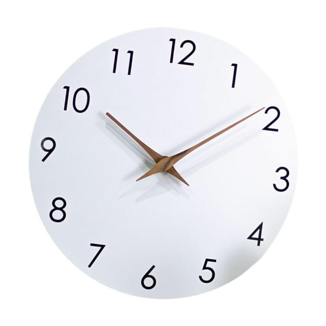 Reloj de pared silencioso de madera redondo de 10 pulgadas, reloj de pared decorativo. Blanco