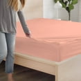 thumbnail image 5 of DNG Creations Solid Peach Colour 6 Piece Zipper Sheet Set - Include (1 Fitted Sheet Base, 2 Sheet has Zipper, 1 Flat Sheet And 2 Pillowcase) 800 Threads Count ( Queen - Size ), 5 of 7