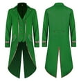 thumbnail image 2 of IBTOM CASTLE Men's Steampunk Vintage Tailcoat Jacket Gothic Medieval Victorian Frock Button Down Swallow Coat Uniform L Green & Gold, 2 of 6
