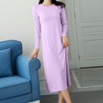 thumbnail image 4 of beishanbush Clothing Women Nightgowns & Sleepshirts Under $10 Women's Spring and Summer Solid Color Mid Length Dress Summer Cool Feeling Bow Large Size Short Sleeved Pajamas Dress Home Dresses, 4 of 6