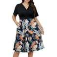 thumbnail image 3 of a.Jesdani Womens Plus Size Dresses Ribbed V Neck Short Sleeve Patchwork Casual A-Line Midi Dress with Pockets L-4X, 3 of 6