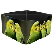 OWNSPRING Parrots Couple Kiss Budgerigar Pattern Square Pencil Storage Case with 4 Compartments, Removable Dividers, Pen Holder, and Pencil Holder