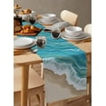 thumbnail image 6 of Summer Beach Teal Blue Ocean Spray Table Runner-70 Inch Long Gradient Water Table Runners Linen Burlap Tablerunner for Kitchen Dining Room Holiday Party, 6 of 9