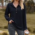 thumbnail image 2 of Diufon Long Sleeve Tops for Women Fall Casual Solid Color Tunics Lapel V Neck Button Blouses, 2 of 4