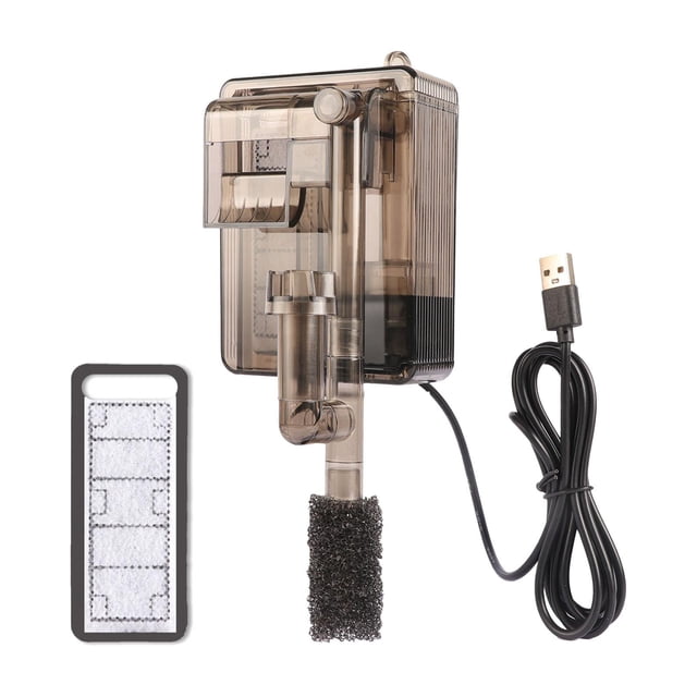 predolo Filtre d'Aquarium Plaque de Cuisson Compacte Silencieuse Réglable Alimentée par USB Filtration Professionnelle Brun
