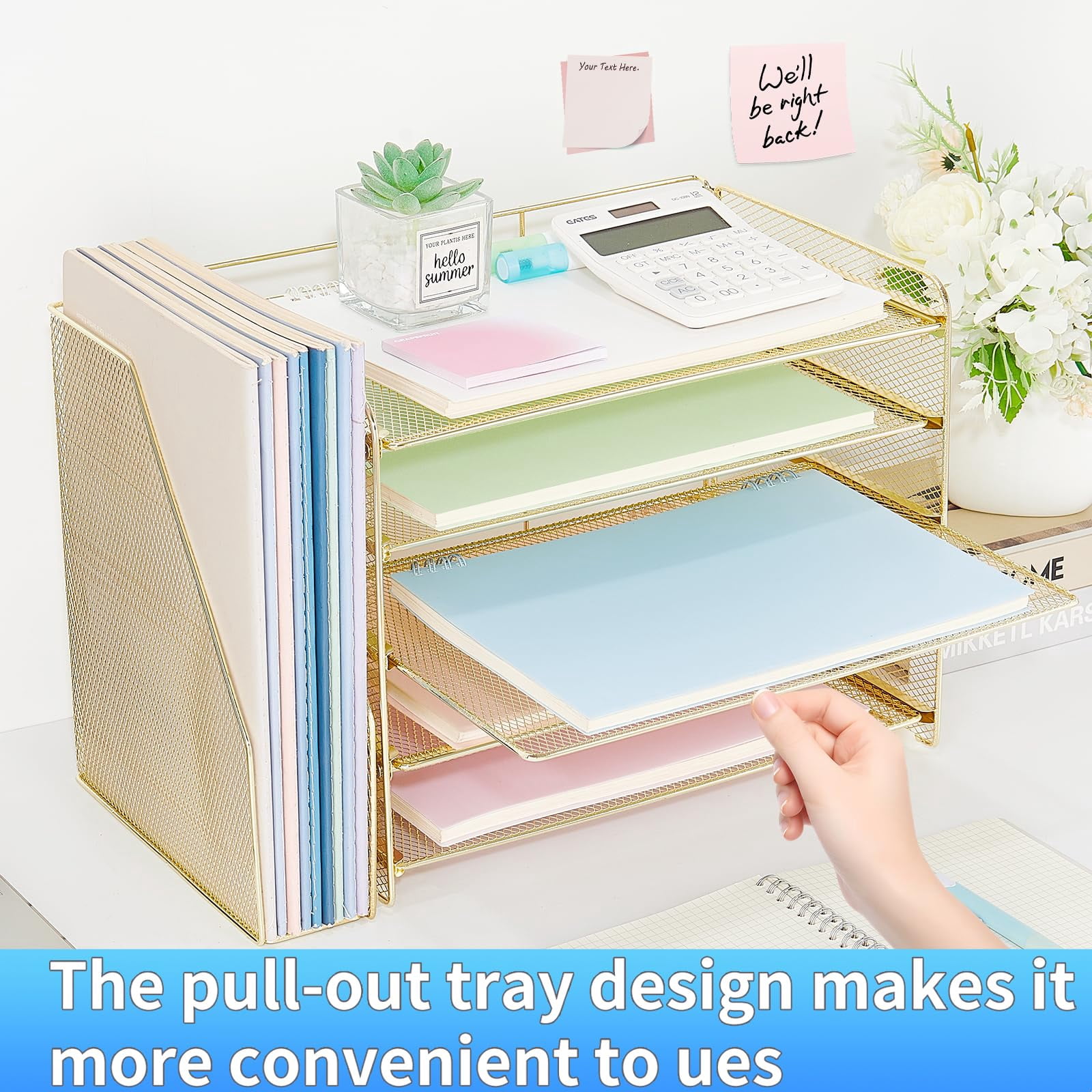 Desk Organizer  5-tier Paper Letter Tray With Magazine Holder Office Accessories & Workspace Organizers Desktop File For Supplies Storage