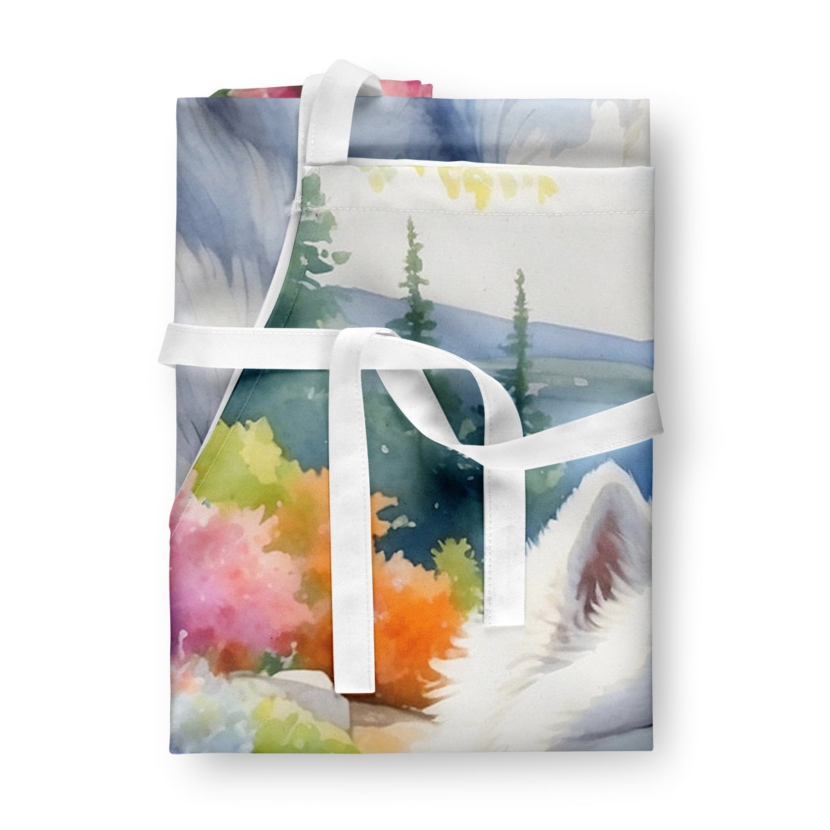Samoyed Spring Path Apron 27 in x 30 in