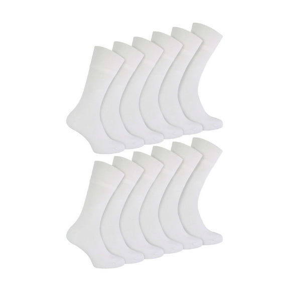 IOMI - 12 Paires Chaussettes en Bambou pour Hommes Diabétiques / Chaussettes Extra Larges avec Dessus Non Élastique à Prise Douce