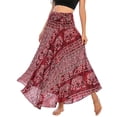 thumbnail image 2 of Women's High Waisted Boho Skirt Long Halter Midi Dress Coverup Skirt Flowy Gypsy Handkerchief Ankle Length Summer Red Small-Large, 2 of 4