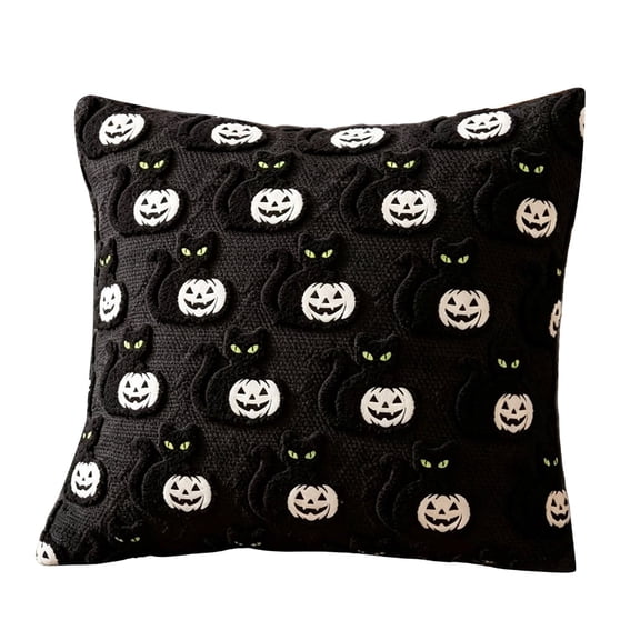 FEISHENTT Thanksgiving Fall Halloween Throw Pillow Covers 18x18 Decorative Pumpkin Pattern Pillowcases Soft Plush Wool Cushions 45cmX45cm