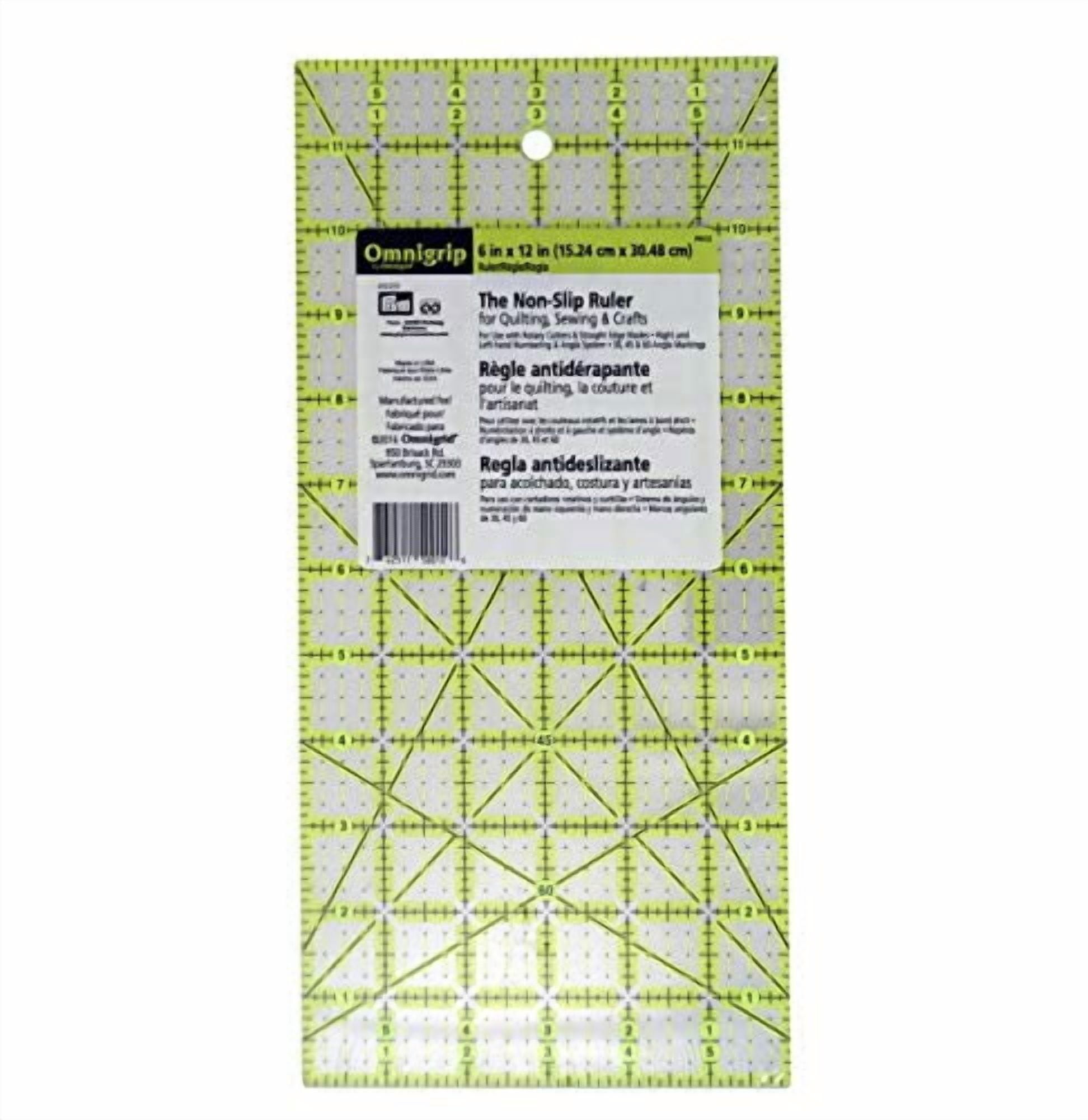 omnigrip by omnigrid non-slip ruler, 6" x 12"
