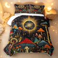 thumbnail image 2 of Homewish Watercolor Botanical Mushroom Twin Quilt Set,Vintage Fungus Plant Twin Coverlet Set,Black Reversible,2 Pieces, 2 of 7