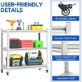 thumbnail image 5 of 34.2''H Garage Shelving,Workbench on Wheels, Adjustable Heavy Duty Work Table with Wheels, Heavy Duty Workstation, Metal Tool Work Bench for Garage Warehouse Workshop, Assembly Required-White, 5 of 8