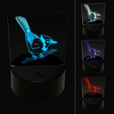 

Blue Jay Bird on Branch LED Night Light Sign 3D Illusion Desk Nightstand Lamp