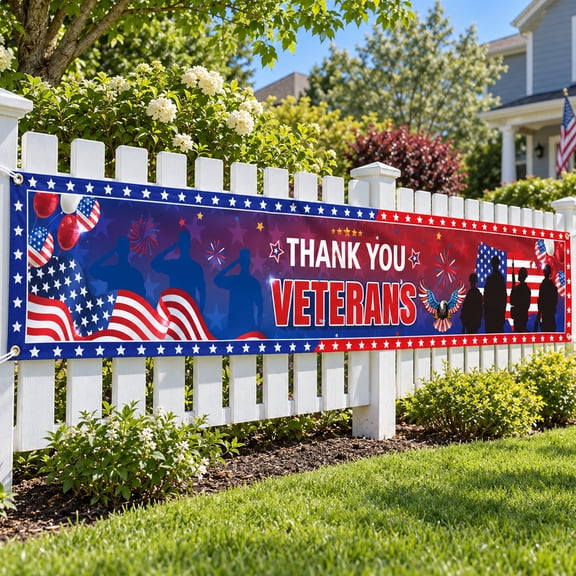 Veterans Day Decorations,Veterans Day Large Fence Banner, Large Veterans Day Outdoor Banner for Veterans Day Yard Sign