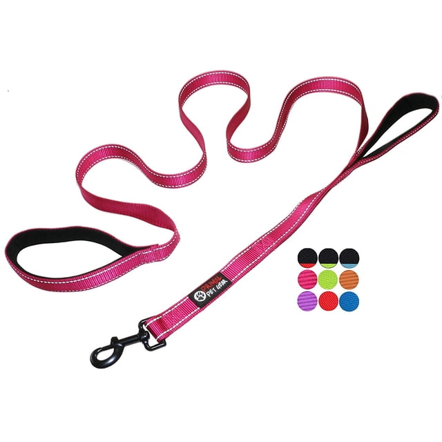 Primal Pet Gear Dog Leash 6ft Long,Traffic Padded Two Handle,Heavy Duty,Reflective Double Handles Lead for Control Safety Training,Leashes for Large Dogs or Medium Dogs,Dual Handles Leads(Pink)