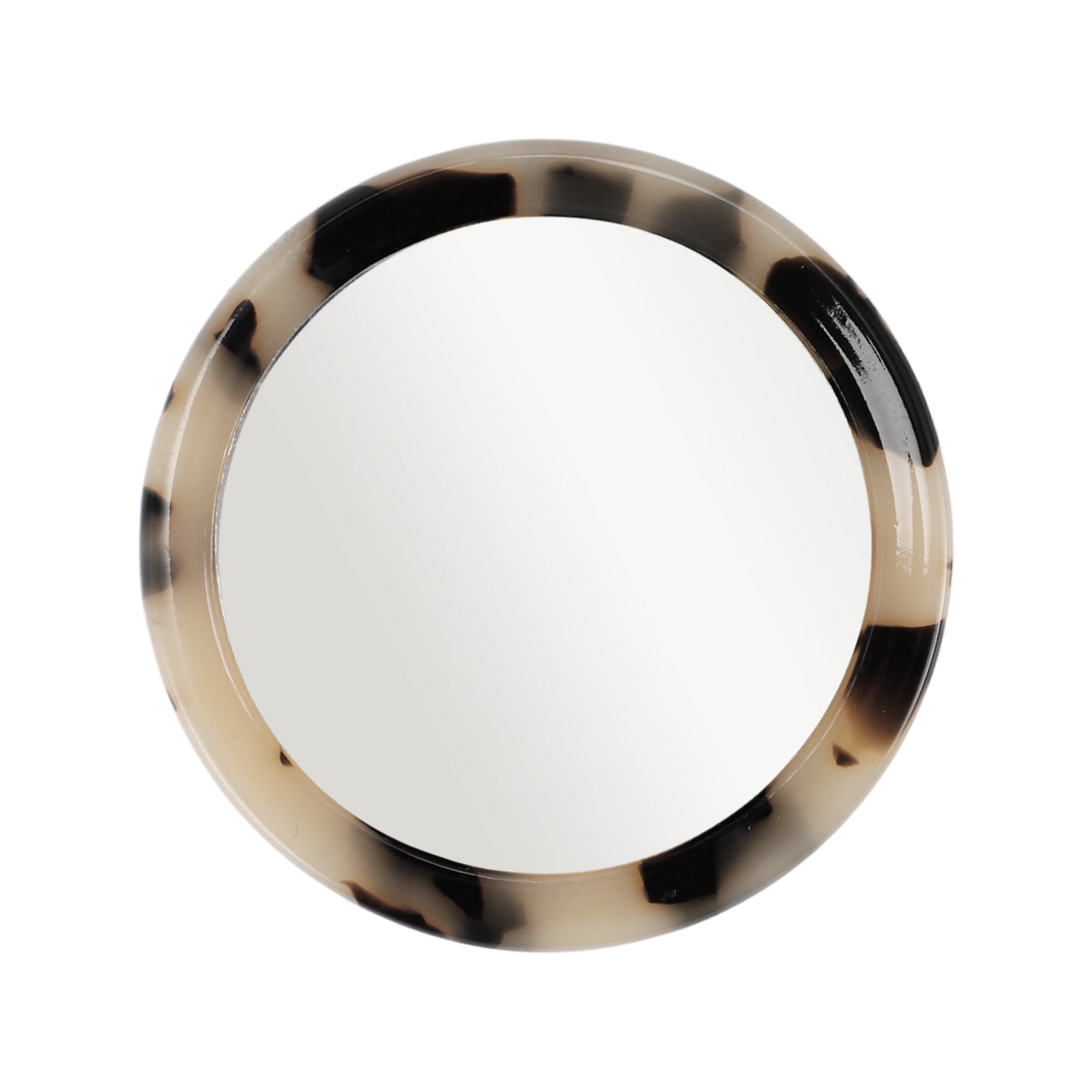 Unique Bargains 1Pc Round Handheld Makeup Mirror for Beauty Travel Black Beige