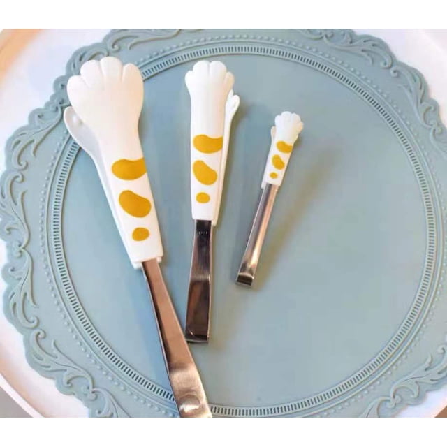 Pinza de acero inoxidable para alimentos, pinza con forma de garra de gato, pinza para ensalada, pinza de silicona para barbacoa de cocina, pinza para carne y verduras para el hogar