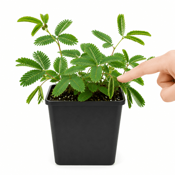 NYGardenia 4-Inch Live Sensitive Plant (Mimosa pudica) in Nursery Pot, Interactive Indoor Houseplant, Green Potted Plant for Home, Office, and Desk Decor