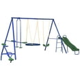 Outsunny 5in1 Kids Yard Playground Set with Saucer Swing, Slide