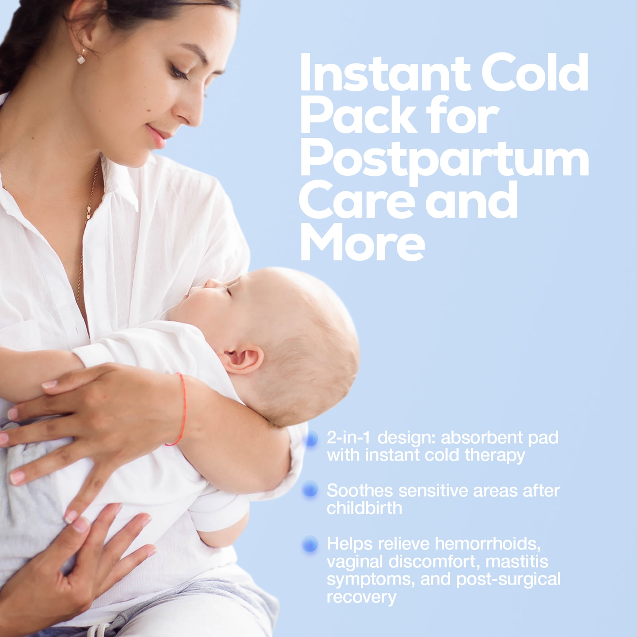 Dynarex Perineal Instant Cold Pack, Postpartum Ice Packs with Self-Adhesive Strip, 4.5” x 12”, 24 Count