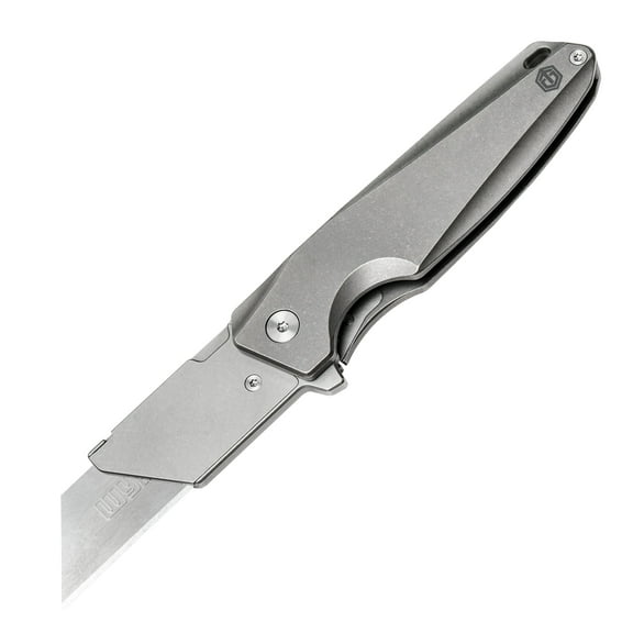 Titanium Folding Utility Knife with Clip Mini EDC Box Cutter Flipper Pocket For Outdoor 10pcs Carbon Steel Replacement Blades
