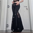 thumbnail image 4 of Patchwork Lace Flared Pants Women Gothic Dark High Waist Hip Hop Slim Fitting Trousers 2023 Street Pants, 4 of 9