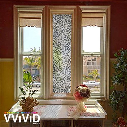 Vvivid 36" x 6ft Gray pebbles Window Privacy Sticker 