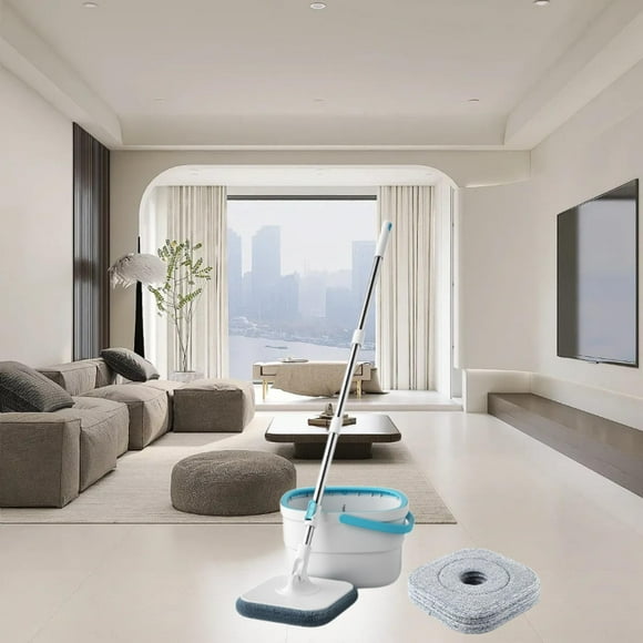 Juego de trapeador y balde Macarena Lazy Mop con 5 almohadillas para fregar