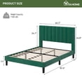 thumbnail image 3 of Dextrus Queen Size Bed Frame, Green Upholstered Bed Frame with USB Ports, Vertical Channel Velvet Headboard Platform Bed Frame, No Box Spring Needed, 3 of 7