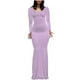 thumbnail image 1 of Vestido largo ajustado sin espalda, de color liso y cuello en V, para mujer: estilo informal y sexy para fiestas, trabajo y vacaciones, 1 of 2