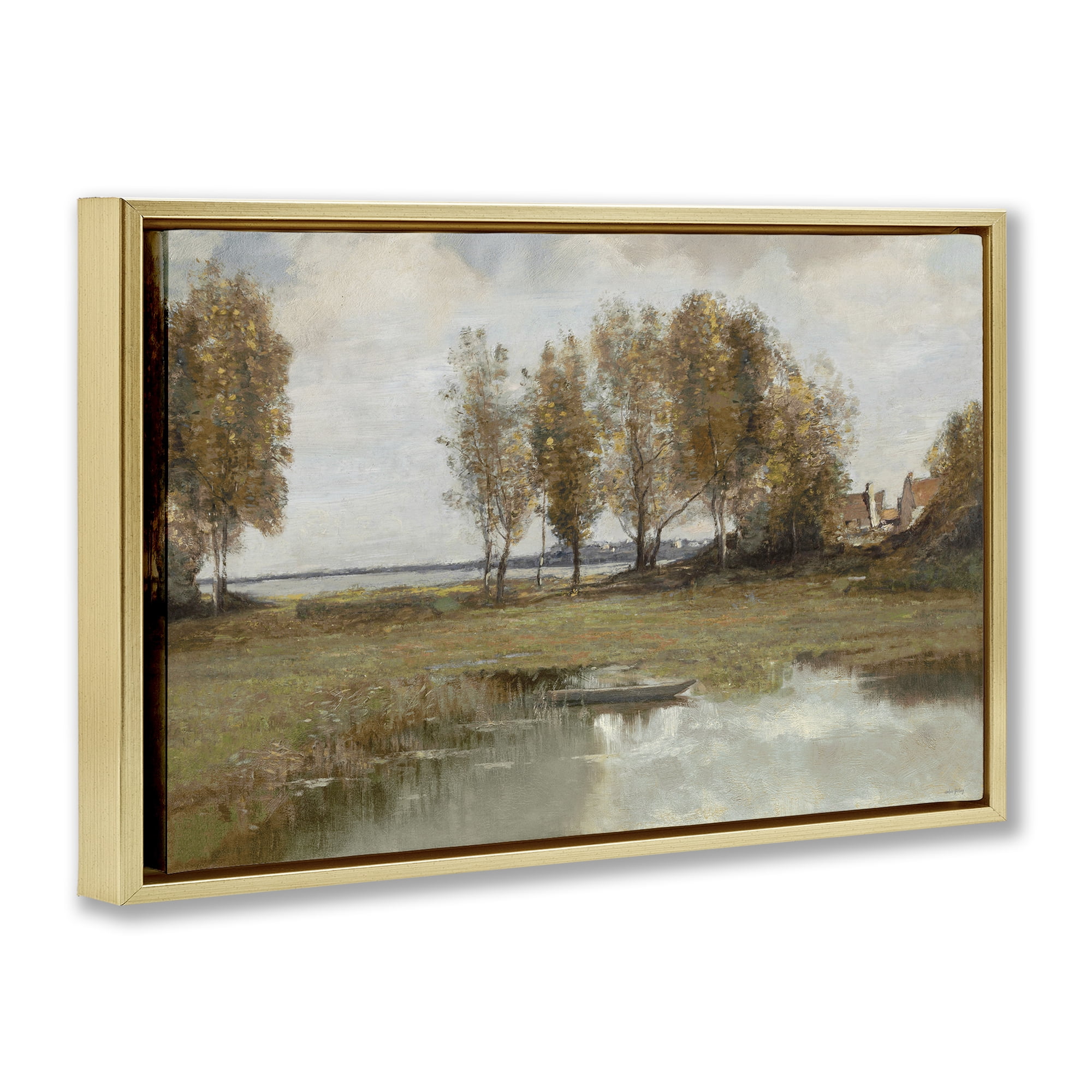 Stupell Industries A Peaceful Spot Landscape Gold Framed Floater Canvas Wall Art, design by Amber Sterling