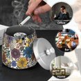 thumbnail image 4 of Yayeee Ashtray with Lid for Cigarette Smokeless Stainless Steel Home Ash Holder, Blue Flowers, 4 of 7