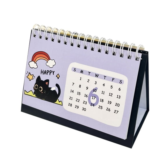 2026 Black Cat Desk Calendar, Mini Desktop Monthly Calendar with Cat Illustrations, Gothic Aesthetic Tabletop Planner, Compact Office Home Décor Calendar, 12-Month Stand-Up Display (Blue)