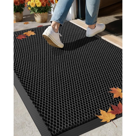 Color&Geometry Paillasson en Soie Élastique à Haute Extensibilité, Tapis de Porte d'Entrée Extérieur, Tapis de Porte Extérieur pour Patio, Séchage Rapide et Robuste, Non-S