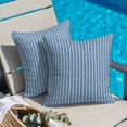 thumbnail image 2 of Throw Pillow Covers 24x24 Inch, Blue Botanical Decorative Pillow Cases for Couch Sofa Bed, Farmhouse Modern Striped Leaf Cotton Linen Square Home Decor Pillowcases with Hidden Zipper, 2 of 9