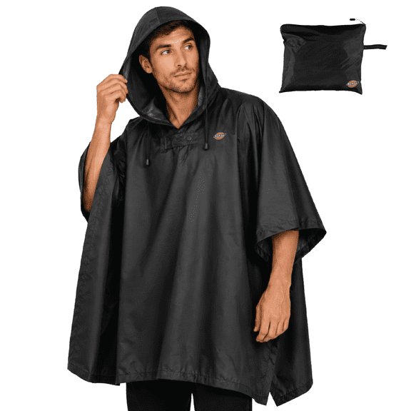 Dickies Unisex Rain Poncho - Water Resistant Heavy Duty Poncho Rain Jacket with Packable Bag