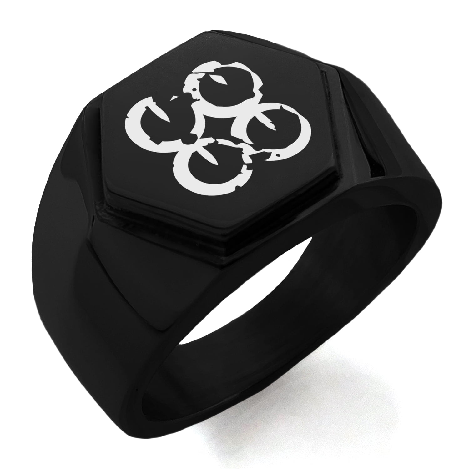 Stainless Steel Ancient Tribal Commitment Rune Engraved Hexagon Crest ...
