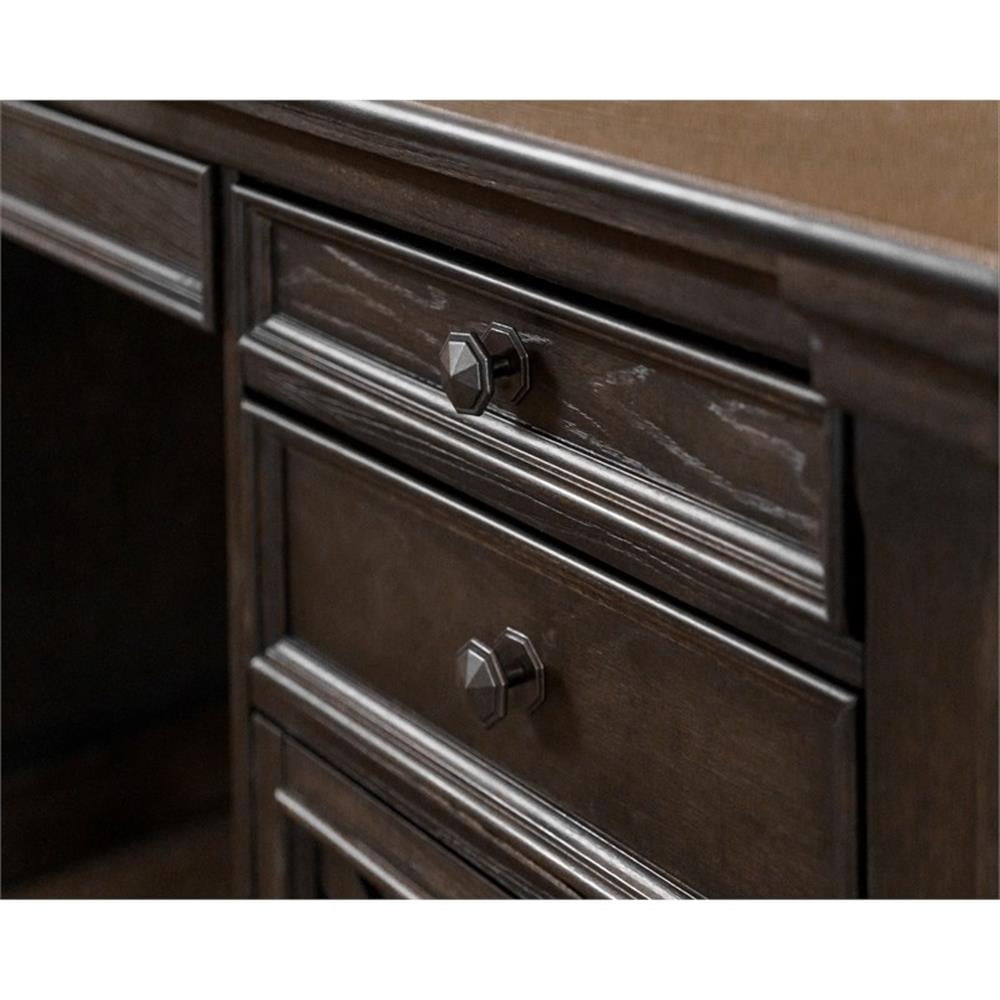 Pemberley Row Wood Dark Brown Executive Desk Double Pedestal Rectangular 66"W Fully Assembled