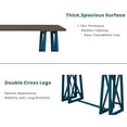 thumbnail image 2 of 5-Piece Counter Height Dining Set,Rustic Wooden Console Table Set with 4 Stools,Double-Layer Legs & Cross Design Legs,Space-Saving Set for Dining Room Small Places (Walnut+Blue), 2 of 5