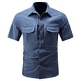 thumbnail image 2 of gbyLJF Men's Short Sleeve Shirts Military Work Fishing Shirts Button Down Breathable Outdoor Hiking Tops, 2 of 9