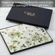 Cala Home Green Florals 4 Pack Premium Decorative Hardboard Cork Back Tabletop Placemats